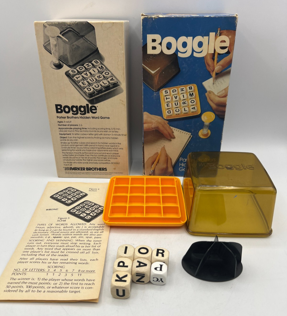 Vintage Boggle Parker Brothers Hidden Word Game No. 104 1976 Incomplete Parts